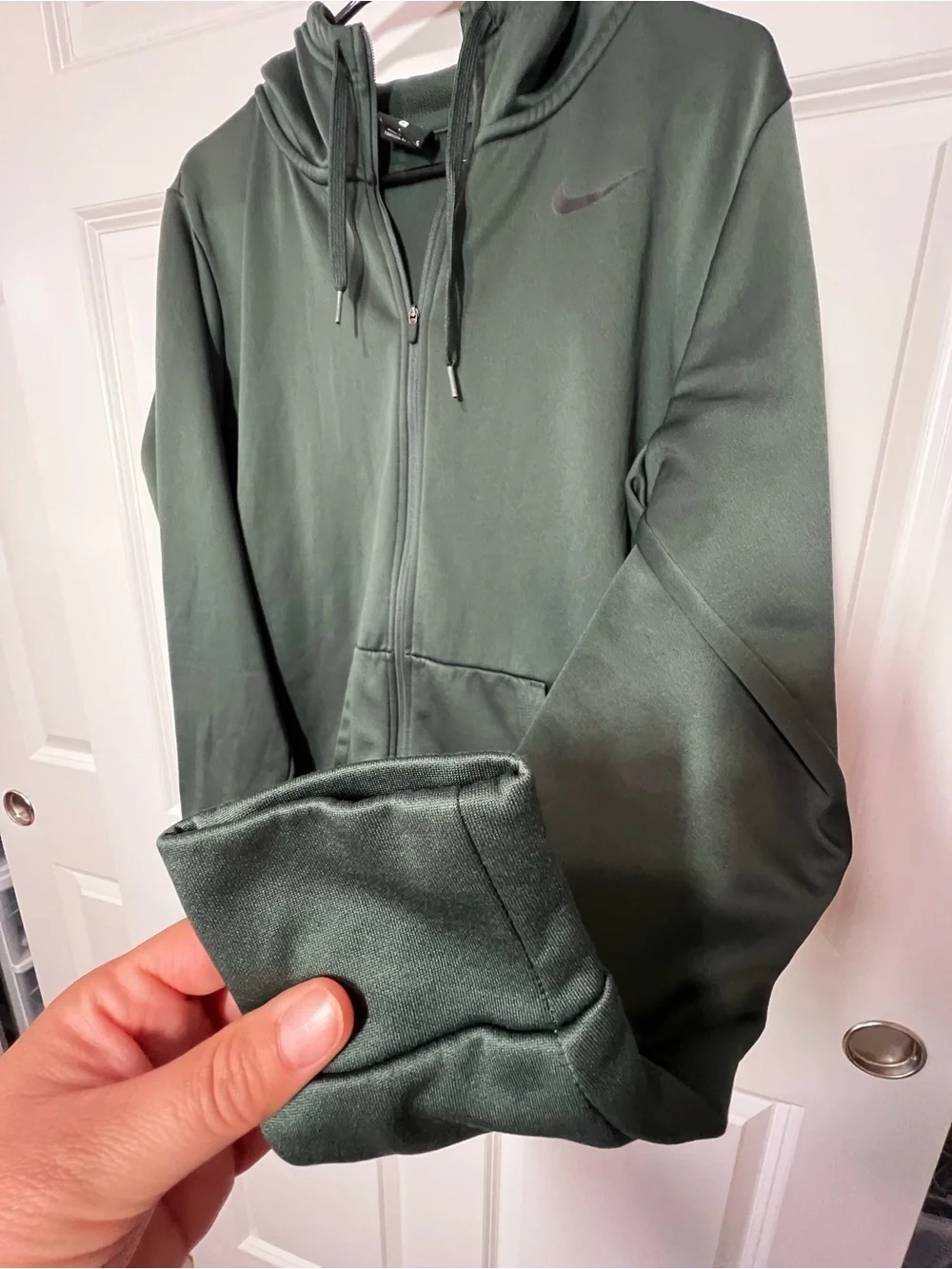 Nike Dri Fit Dark Green Full-Zip Hoodie Large EUC